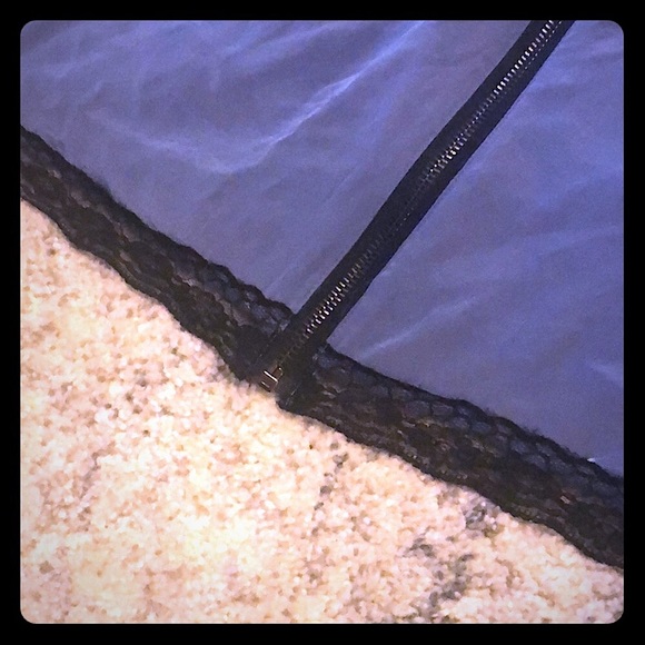 Vintage Forever 21 front zipper mini slip dress, black lace hem - Picture 9 of 11